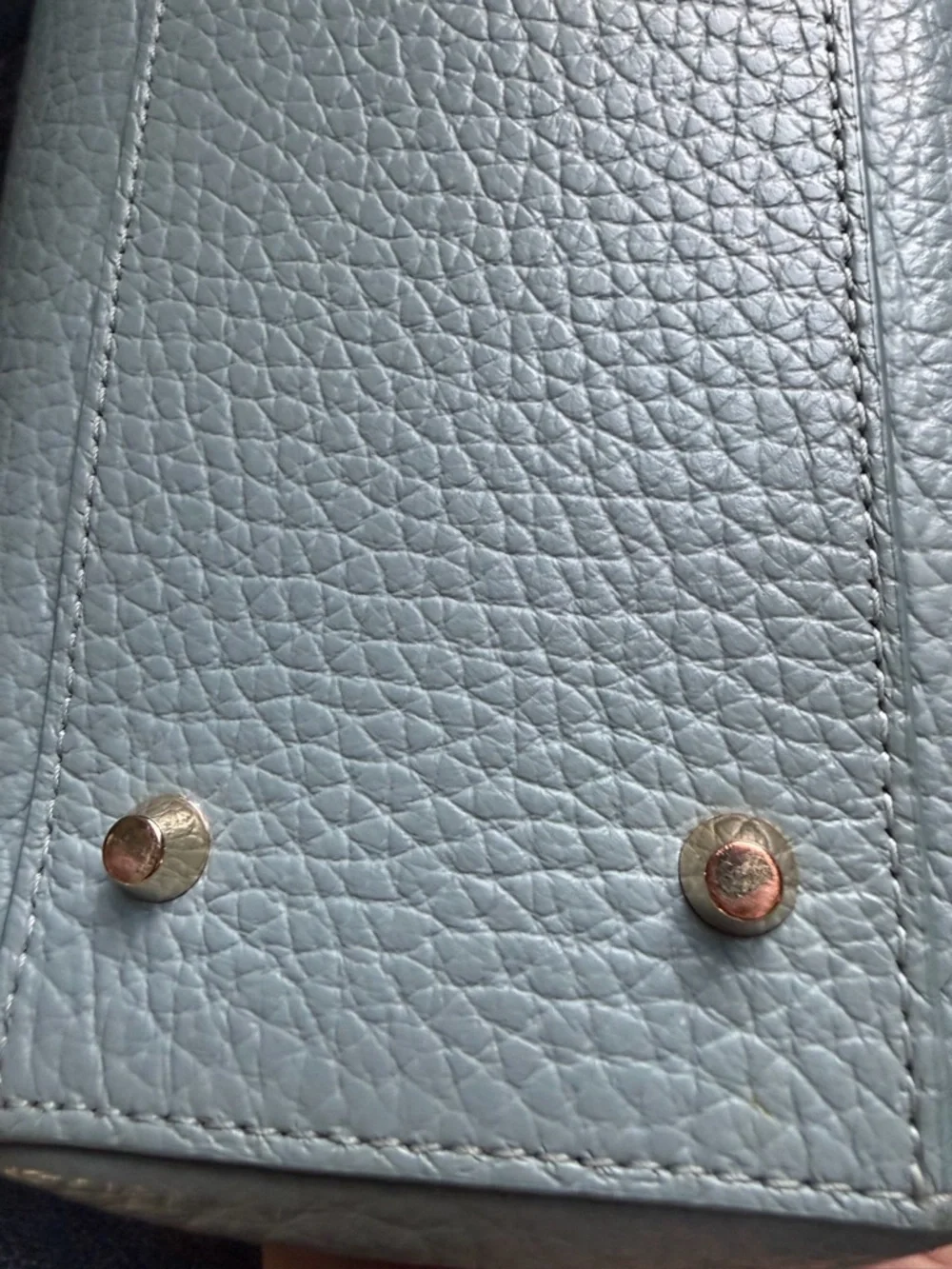 Furla Pebbled Leather Satchel in Pale Blue with Gold Hardware